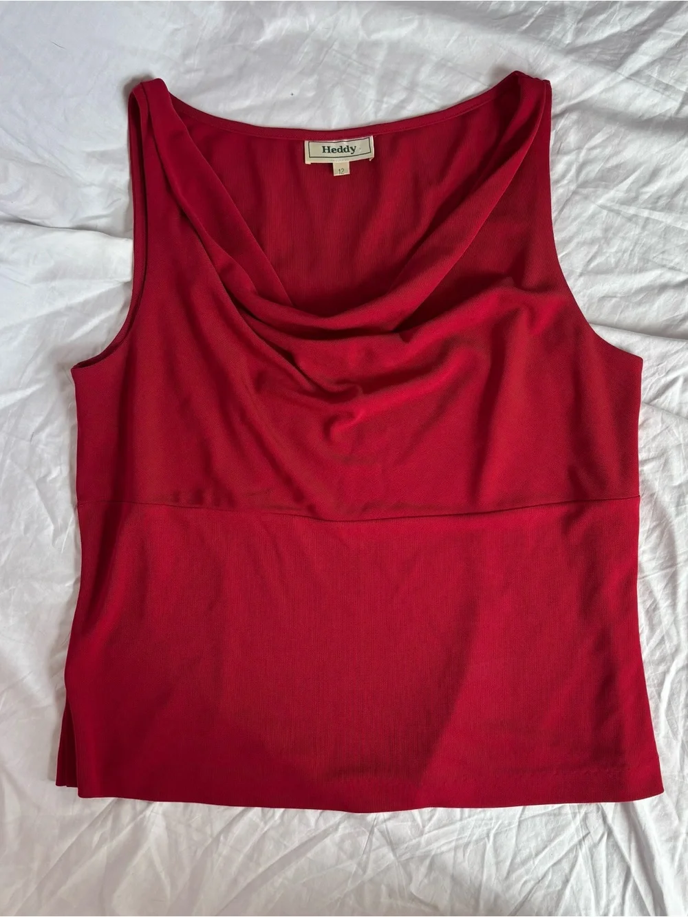 Women's Red Cowl Neck Sleeveless Camisole - Picture 4 of 7